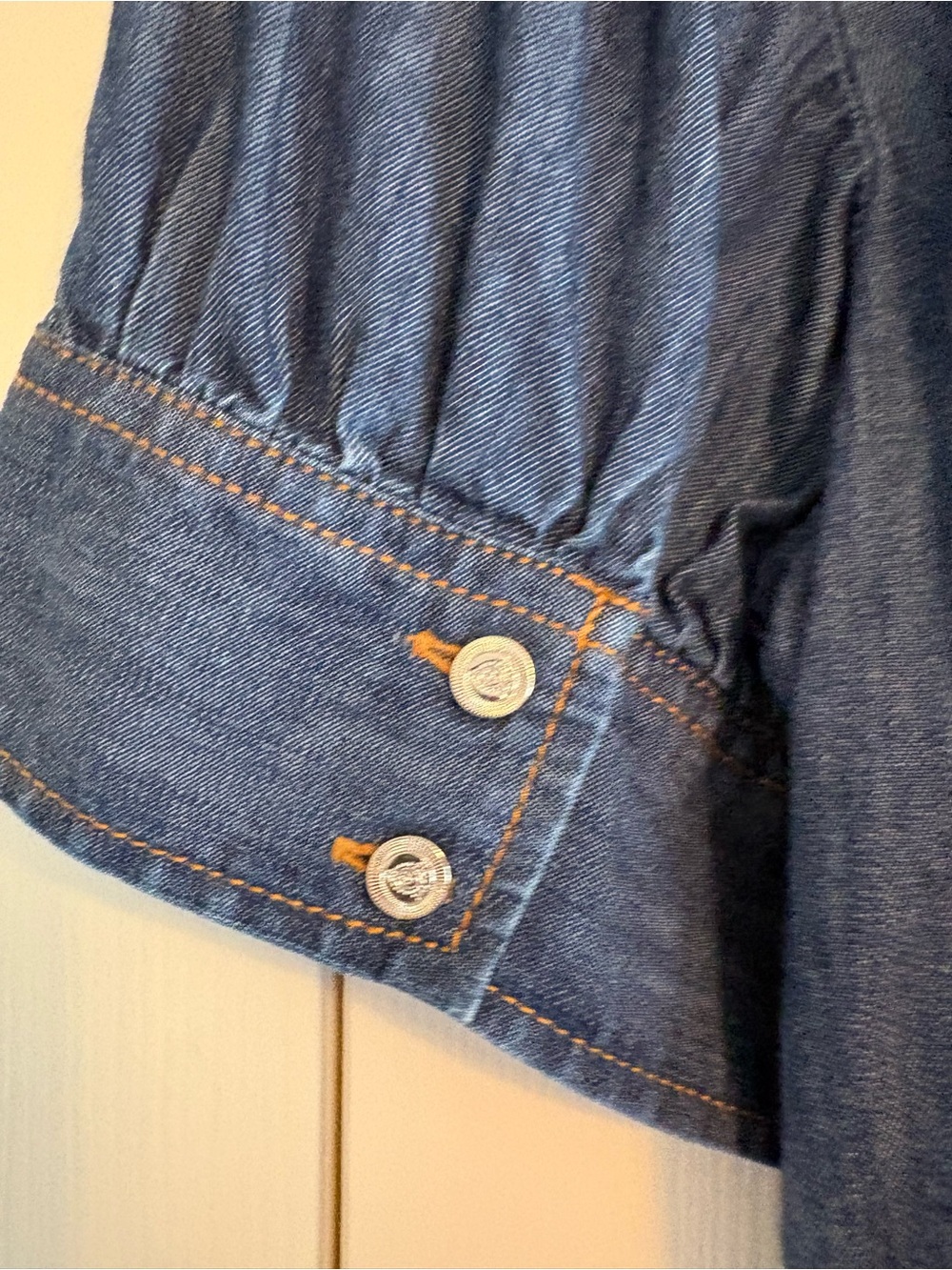 Talbots Chambray Puff Sleeve Top XL Indigo Denim Cottagecore - Picture 4 of 8